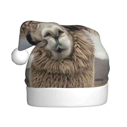 LEVNDIEJ Weihnachtsmütze mit Aufschrift "I Love Alpacas", für Erwachsene, Unisex, Weihnachtsmütze für Neujahr, festliche Party von LEVNDIEJ