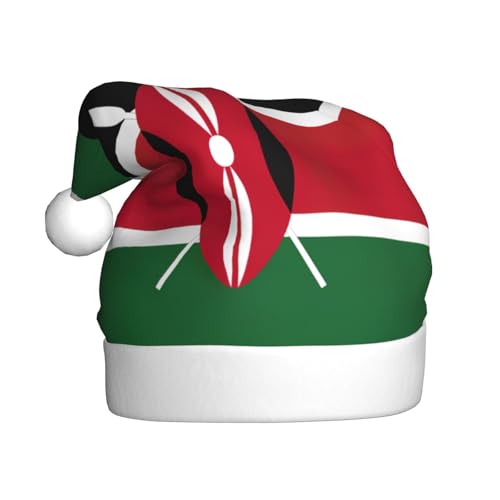 LEVNDIEJ Weihnachtsmütze mit Flagge von Kenia, für Erwachsene, Weihnachtsmütze, Urlaub für Unisex, Weihnachtsmütze für Neujahrsparty von LEVNDIEJ