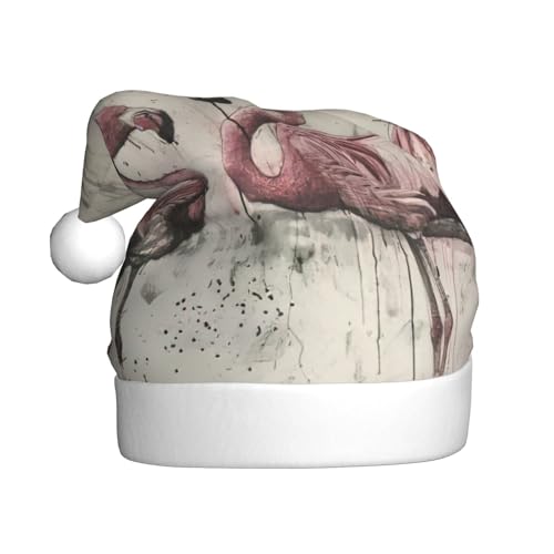 LEVNDIEJ Weihnachtsmütze mit Flamingos, für Erwachsene, Weihnachtsmütze, Urlaub für Unisex, Weihnachtsmütze für Neujahrsparty von LEVNDIEJ