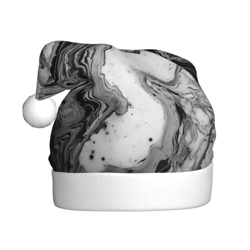 LEVNDIEJ Weihnachtsmütze mit Marmor-Textur, für Erwachsene, Weihnachtsmütze, Feiertag für Unisex, Weihnachtsmütze für Neujahr, festliche Party von LEVNDIEJ