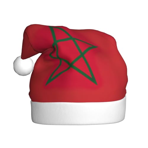 LEVNDIEJ Weihnachtsmütze mit Marokko-Flagge für Erwachsene, Weihnachtsmütze, Feiertag für Unisex, Weihnachtsmütze für Neujahrsparty von LEVNDIEJ