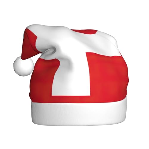 LEVNDIEJ Weihnachtsmütze mit Schweizer Flagge, Erwachsene, Weihnachtsmütze, Feiertag für Unisex, Weihnachtsmütze für Neujahr, festliche Party von LEVNDIEJ