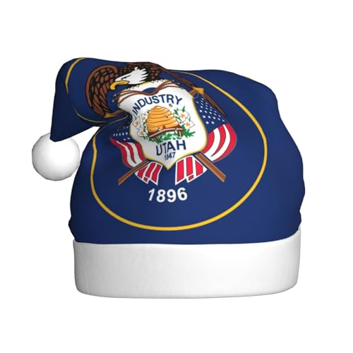 LEVNDIEJ Weihnachtsmütze mit Utah-Flagge, für Erwachsene, Weihnachtsmütze, Urlaub für Unisex, Weihnachtsmütze für Neujahrsparty von LEVNDIEJ