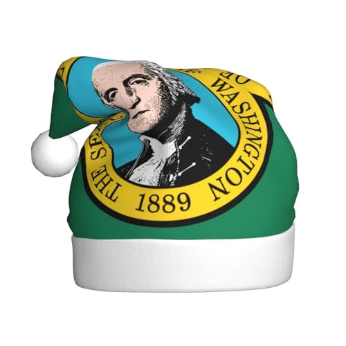 LEVNDIEJ Weihnachtsmütze mit Washington-Flagge, Erwachsene, Weihnachtsmütze, Feiertag für Unisex, Weihnachtsmütze für Neujahr, festliche Party von LEVNDIEJ