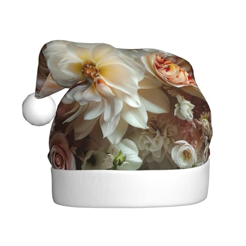 LEVNDIEJ Weihnachtsmütze mit hellen, romantischen Blumen, Erwachsene, Weihnachtsmütze, Feiertag für Unisex, Weihnachtsmütze für Neujahr, festliche Party von LEVNDIEJ