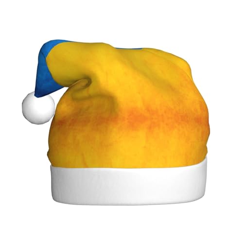 LEVNDIEJ Weihnachtsmütze mit ukrainischer Flagge, Erwachsene, Weihnachtsmütze, Feiertag für Unisex, Weihnachtsmütze für Neujahrsparty von LEVNDIEJ
