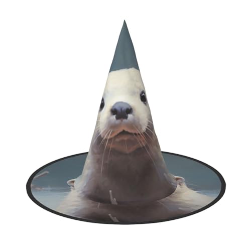LEVNDIEJ Weißer Otter-Druck, Halloween-Hexenhut, Hexenkostüm, Damen, Cosplay, Party, Zaubererhut, Zubehör für Frauen LEVNDIEJ Weißer Otter-Druck, Halloween-Hexenhut, Hexenkostüm, Damen, Cosplay, Party, Zaubererhut, Zubehör für Frauen von LEVNDIEJ