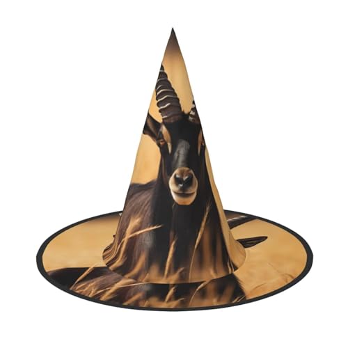 LEVNDIEJ Zobel-Antelopen-Druck, Halloween, Hexenhut, Hexenkostüm, Damen, Cosplay, Party, Zaubererhut, Zubehör für Frauen von LEVNDIEJ
