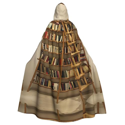 Lustige Bücherregal-Kollektion und Leiter für Erwachsene, Halloween-Party-Umhang, stilvolles Kürbis-Thema, Zauberer-Robe, Cosplay-Kostüme, Schwarz von LEVNDIEJ