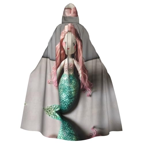 Meerjungfrauen-Puppe 01 Erwachsenen-Halloween-Party-Umhang, stilvolles Kürbis-Thema, Zauberer-Robe, Cosplay-Kostüm, Schwarz von LEVNDIEJ