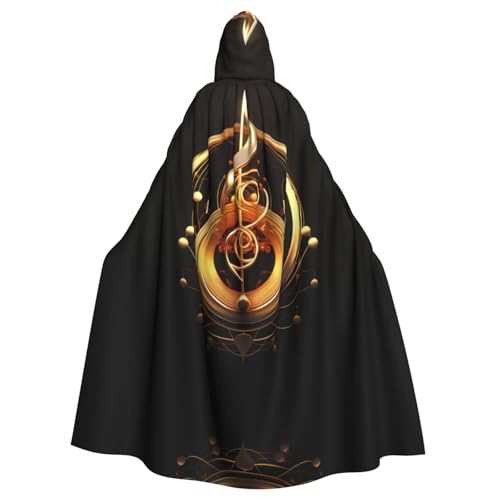 Musik-Symbol für Erwachsene, Halloween-Party, Umhang, stilvolles Kürbis-Thema, mit Kapuze, Zauberer-Robe, Cosplay-Kostüm, Schwarz von LEVNDIEJ