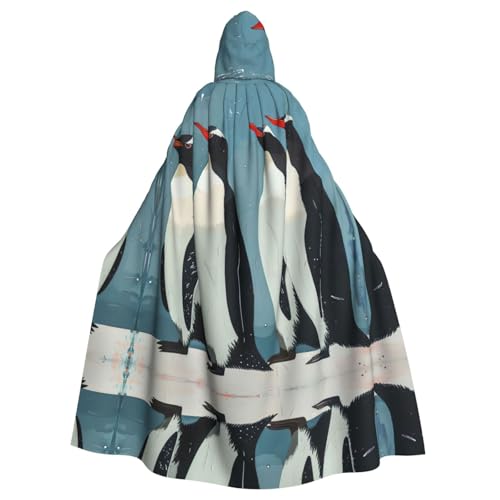 Pinguin Erwachsenen-Halloween-Party-Umhang, stilvolles Kürbis-Thema, Zauberer-Robe, Cosplay-Kostüm, Schwarz von LEVNDIEJ