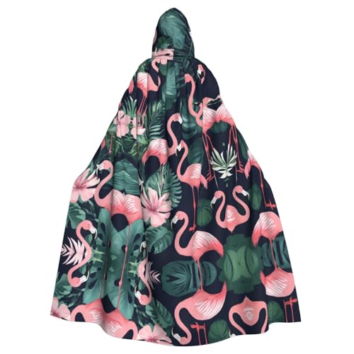Pinker Flamingo Halloween-Party-Umhang für Erwachsene, stilvolles Kürbis-Thema, Zauberer-Robe, Cosplay-Kostüme von LEVNDIEJ