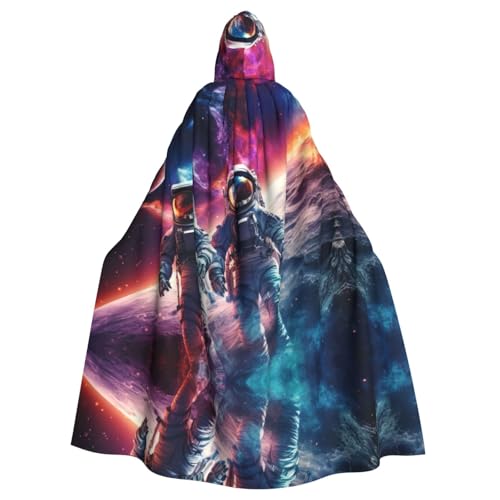 Planeten und Astronauten Galaxie Erwachsenen-Halloween-Party-Umhang, stilvolles Kürbis-Thema, Zauberer-Robe, Cosplay-Kostüm, Schwarz von LEVNDIEJ