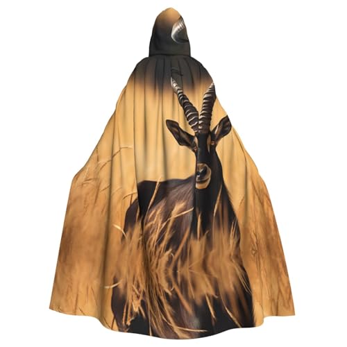 Sable Antilope Erwachsenenkostüm, Halloween-Party, Umhang, stilvolles Kürbis-Thema, mit Kapuze, Zauberer-Robe, Cosplay-Kostüm, Schwarz von LEVNDIEJ