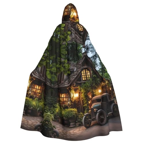 Scheunentor für Erwachsene, Halloween-Party, Umhang, stilvolles Kürbis-Thema, mit Kapuze, Zauberer-Robe, Cosplay-Kostüm, Schwarz von LEVNDIEJ