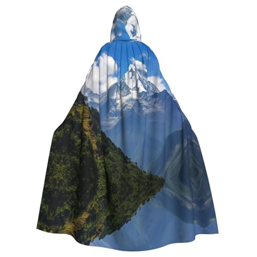 Snowy Mountains Halloween-Party-Umhang für Erwachsene, stilvolles Kürbis-Thema, mit Kapuze, Zauberer-Robe, Cosplay-Kostüm, Schwarz von LEVNDIEJ