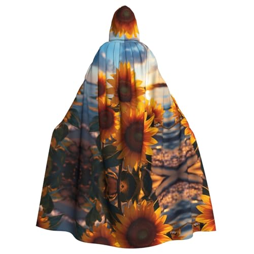 Sonnenblumen Sea 2 Halloween-Party-Umhang für Erwachsene, stilvolles Kürbis-Thema, Zauberer-Robe, Cosplay-Kostüm, Schwarz von LEVNDIEJ