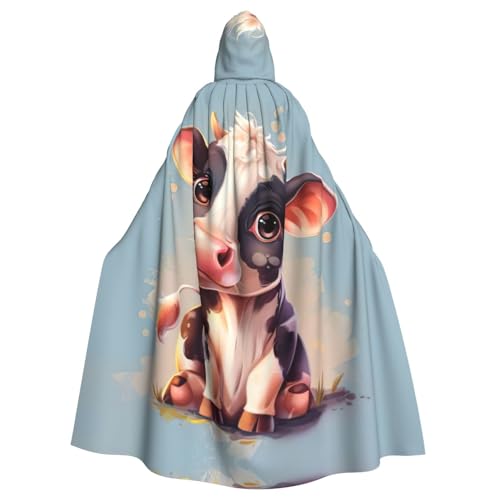 Süße Kuh Halloween-Party-Umhang für Erwachsene, stilvolles Kürbis-Thema, Zauberer-Robe, Cosplay-Kostüm, Schwarz von LEVNDIEJ