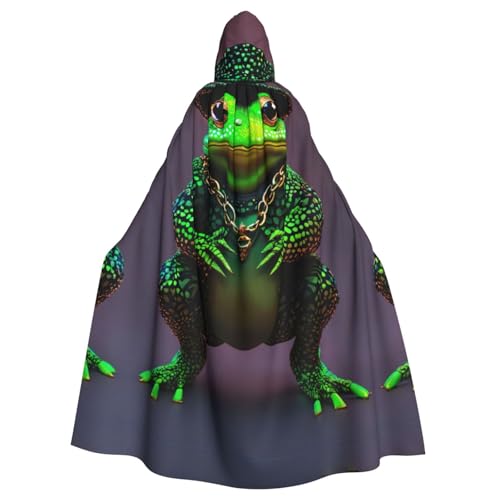 Süßer Frosch für Erwachsene, Halloween-Party, Umhang, stilvolles Kürbis-Thema, mit Kapuze, Zauberer-Robe, Cosplay-Kostüm, Schwarz von LEVNDIEJ