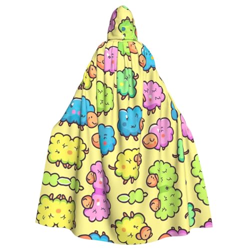 Süßes buntes Schaf, Cartoon-Muster, für Erwachsene, Halloween-Party, Umhang, stilvolles Kürbis-Thema, Zauberer-Robe, Cosplay-Kostüm, Schwarz Süßes buntes Schaf, Cartoon-Muster, für Erwachsene, Halloween-Party, Umhang, stilvolles Kürbis-Thema, Zauberer-Robe, Cosplay-Kostüm, Schwarz von LEVNDIEJ