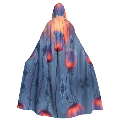Three Flowers 2 Adult Halloween Party Cloak-Stylish Pumpkin Theme Hooded Wizard Robe Cosplay Costumes Black von LEVNDIEJ