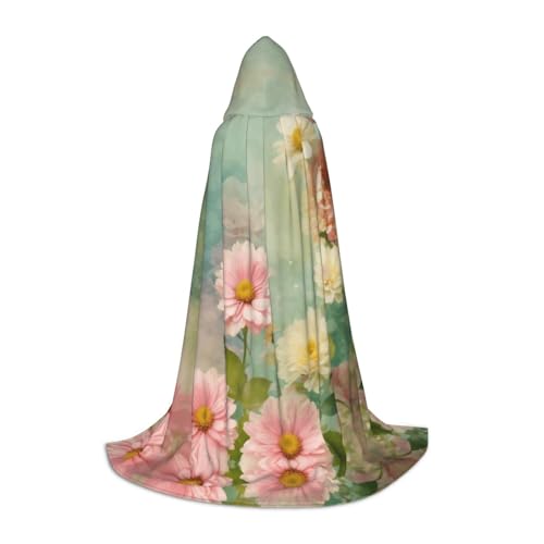 Umhang mit Kapuze und Blumenmuster und Gänseblümchen, für Damen und Herren, Mittelalter-Kostüm, Umhang für Halloween, Maskerade, Cosplay, Schwarz, Small Umhang mit Kapuze und Blumenmuster und Gänseblümchen, für Damen und Herren, Mittelalter-Kostüm, Umhang für Halloween, Maskerade, Cosplay, Schwarz, Small von LEVNDIEJ