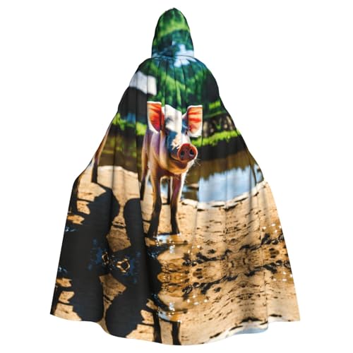 Umhang mit süßem Schweine-Druck für Halloween, Kapuzenumhang für Männer und Frauen, Cosplay, Mittelalter-Robe, Maskerade-Kostüm, Schwarz Umhang mit süßem Schweine-Druck für Halloween, Kapuzenumhang für Männer und Frauen, Cosplay, Mittelalter-Robe, Maskerade-Kostüm, Schwarz von LEVNDIEJ