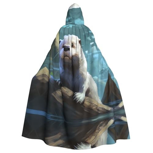 Weißer Otter Halloween-Party-Umhang für Erwachsene, stilvoller Kürbis-Thema, Zauberer-Robe, Cosplay-Kostüme von LEVNDIEJ