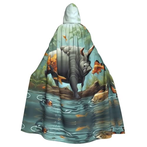 Wilde Tier-Jagdfische 02 Erwachsenen-Halloween-Party-Umhang, stilvolles Kürbis-Thema, Zauberer-Robe, Cosplay-Kostüm, Schwarz von LEVNDIEJ