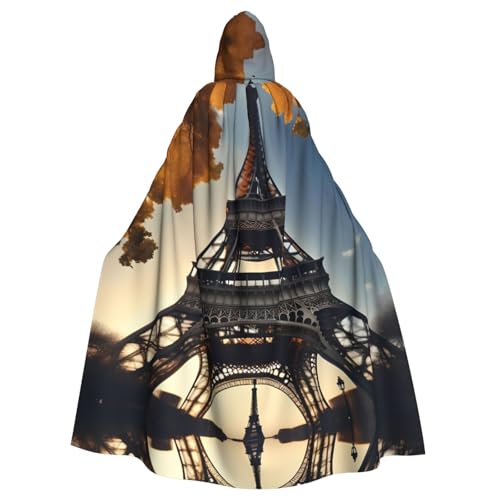 Wunderschöner Eiffelturm Paris Erwachsenen-Halloween-Party-Umhang, stilvolles Kürbis-Thema, Zauberer-Robe, Cosplay-Kostüm, Schwarz von LEVNDIEJ