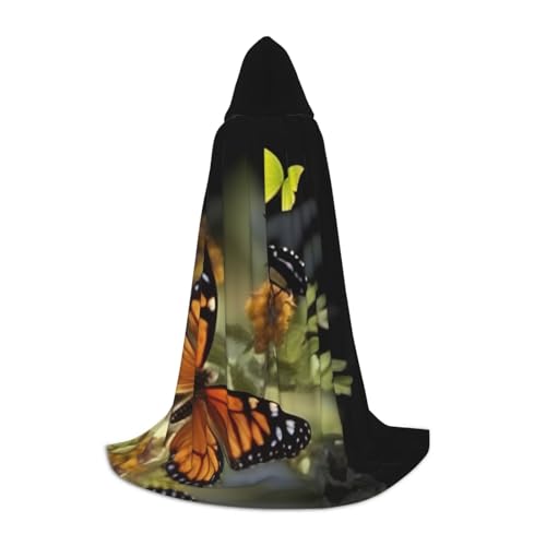 Wunderschöner Kapuzenumhang mit Schmetterlingsdruck für Damen und Herren, Mittelalter-Kostüm, Umhang für Halloween, Maskerade, Cosplay, Schwarz, Medium Wunderschöner Kapuzenumhang mit Schmetterlingsdruck für Damen und Herren, Mittelalter-Kostüm, Umhang für Halloween, Maskerade, Cosplay, Schwarz, Medium von LEVNDIEJ