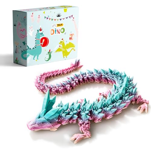 LEWELLRY 3D-gedrucktes Drachenspielzeug, 3D-gedrucktes Fidget-Spielzeug, Drachen-Fidget-Spielzeug, beweglicher Drache, Heimbüro-Dekor, Executive-Schreibtisch-Spielzeug (Regenbogen) von LEWELLRY