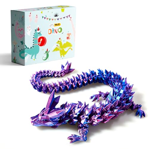 LEWELLRY 3D-gedrucktes Drachenspielzeug, 3D-gedrucktes Fidget-Spielzeug, Drachen-Fidget-Spielzeug, beweglicher Drache, Heimbüro-Dekoration, Executive-Schreibtisch-Spielzeug (Rot-Blau) von LEWELLRY