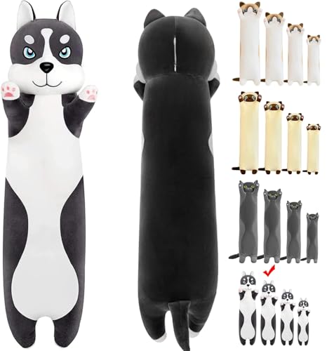 LEcylankEr Husky Kuscheltier 50/70/90/110 cm Weicher Kuscheltier Hund, Hunde Plüschtier Kissen, Husky Plüschtier für Kinder Erwachsene, Süßes Geschenk für Geburtstag Weihnachten Valentinstag (90cm) von LEcylankEr