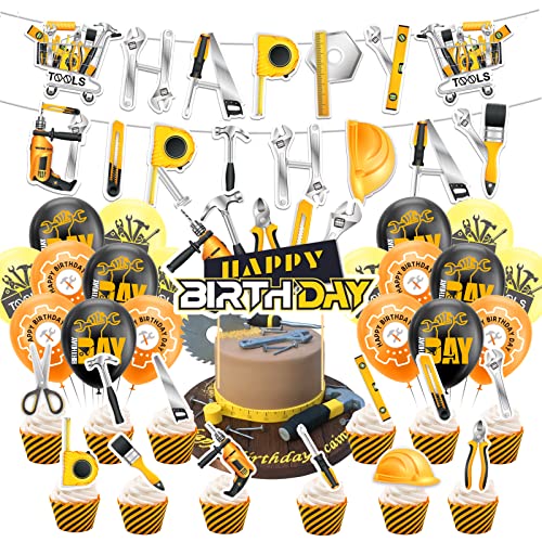 Werkzeuge Party Zubehör Werkzeuge Geburtstagsparty Dekorationen beinhaltet Toolbox Happy Birthday Banner, Cupcake Topper, Kuchen Topper, Ballons für Werkzeuge Theme Party Werkzeuge Party Zubehör Werkzeuge Geburtstagsparty Dekorationen beinhaltet Toolbox Happy Birthday Banner, Cupcake Topper, Kuchen Topper, Ballons für Werkzeuge Theme Party von LFCFDX