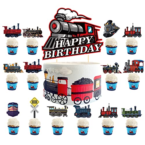 Zug Kuchen Dekorationen 25 Stück - Retro Cake Topper Cupcake Toppers für Partei und Geburtstag - Fahrzeug Thema von LFCFDX