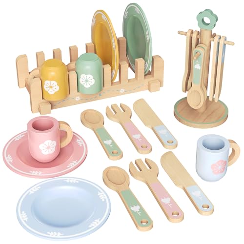 Kinderküche Geschirr Teeservice Kinder Holz, 29 Pcs Montessori Küchenzubehör mit Tassen Teller, Spielküche Zubehör Geschirr Teeservice Kinder Küchenzubehör Geschenk für Mädchen Jungen 4 5 6 7 8 Jahre Kinderküche Geschirr Teeservice Kinder Holz, 29 Pcs Montessori Küchenzubehör mit Tassen Teller, Spielküche Zubehör Geschirr Teeservice Kinder Küchenzubehör Geschenk für Mädchen Jungen 4 5 6 7 8 Jahre von LFENYIGI