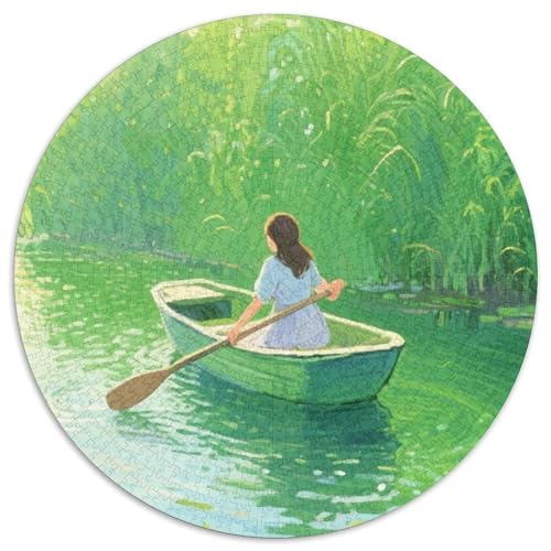 Das Mädchen, das das Boot paddelt Puzzle 1000 Teile Schwer Puzzle Spielzeug Lernspiel Impossible Ansicht Herausforderung Spielzeug Für Erwachsene Und Kinder in Bewährter 1000pcs (67.5x67.5cm) von LFVBASOYU