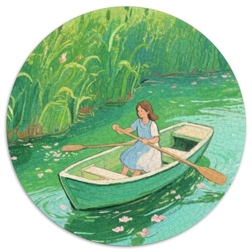 Das Mädchen, das das Boot paddelt Puzzle 1000-teilige Schwer Puzzle Spielzeug Lernspiel Impossible Ansicht Herausforderungsspielzeug Für Erwachsene Kinder 1000pcs (67.5x67.5cm) von LFVBASOYU