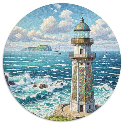 Leuchtturm am Meer Puzzle 1000-teilige Schwer Puzzle Spielzeug Lernspiel Impossible Ansicht Herausforderungsspielzeug Für Erwachsene Kinder 1000pcs (67.5x67.5cm) von LFVBASOYU