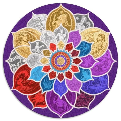 Mandala Muster Puzzle 1000 Teile Schwer Puzzle Spielzeug Lernspiel Impossible Mandala Muster Herausforderungsspielzeug Für Erwachsene Kinder 1000pcs (67.5x67.5cm) von LFVBASOYU