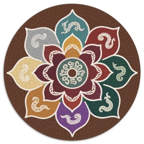 Mandala Muster Puzzle 1000-teilige Schwer Puzzle Spielzeug Lernspiel Impossible Mandala Muster Herausforderung Spielzeug Für Erwachsene Kinder 1000pcs (67.5x67.5cm) von LFVBASOYU