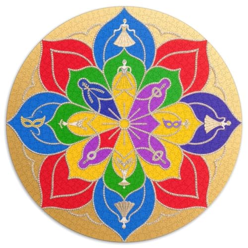 Mandala Muster Puzzles 1000 Teile Schwer Puzzle Spielzeug Lernspiel Impossible Mandala Muster Herausforderung Spielzeug Für Erwachsene Kinder 1000pcs (67.5x67.5cm) von LFVBASOYU