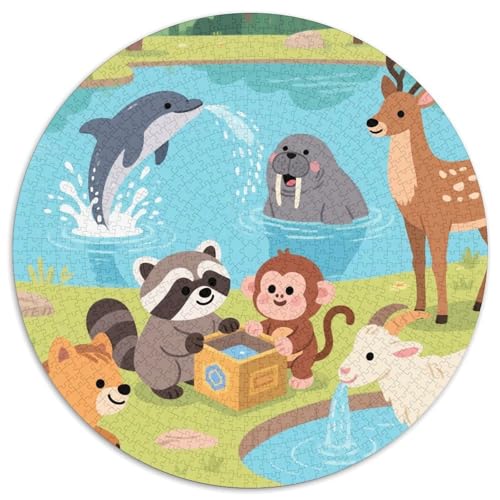 Niedliche Tierfreunde Puzzle 1000 Teile Schwer Puzzle Spielzeug Pädagogisches Spiel Impossible Zoo Herausforderungsspielzeug Für Erwachsene Kinder 1000pcs (67.5x67.5cm) von LFVBASOYU