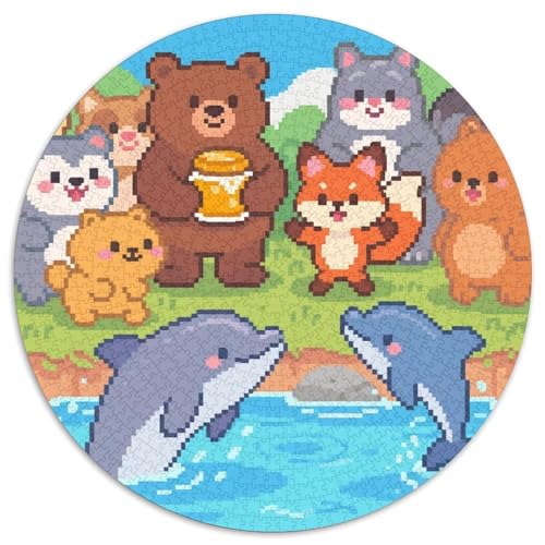 Niedliche Tierfreunde Puzzle 1000-teilige Schwer Puzzle Spielzeug Lernspiel Impossible Zoo Herausforderung Spielzeug Für Erwachsene Kinder 1000pcs (67.5x67.5cm) von LFVBASOYU