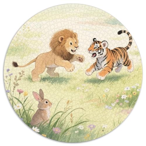 Niedliche Tierfreunde Puzzle 1000-teilige Schwer Puzzle Spielzeug Lernspiel Impossible Zoo Herausforderung Spielzeug Für Erwachsene Kinder 1000pcs (67.5x67.5cm) von LFVBASOYU