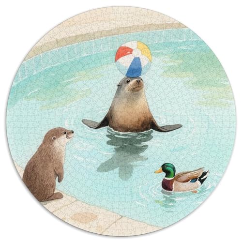 Niedliche Tierfreunde Puzzles 1000 Teile Schwer Puzzle Spielzeug Lernspiel Impossible Zoo Herausforderung Spielzeug Für Erwachsene Kinder 1000pcs (67.5x67.5cm) von LFVBASOYU