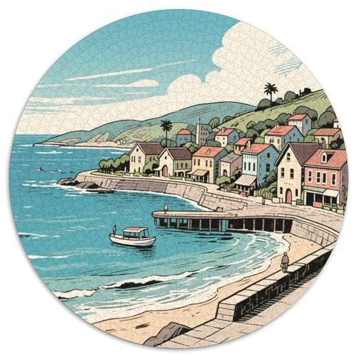 Seaside Stadt Puzzle 1000-teilige Schwer Puzzle Spielzeug Lernspiel Impossible Ansicht Herausforderungsspielzeug Für Erwachsene Kinder 1000pcs (67.5x67.5cm) von LFVBASOYU