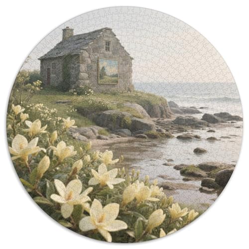 Steinhaus mit Blumen bedeckt Puzzle 1000 Teile Schwer Puzzle Spielzeug Lernspiel Impossible Ansicht Herausforderungsspielzeug Für Erwachsene Und Kinder Ab 14 Jahren 1000pcs (67.5x67.5cm) von LFVBASOYU